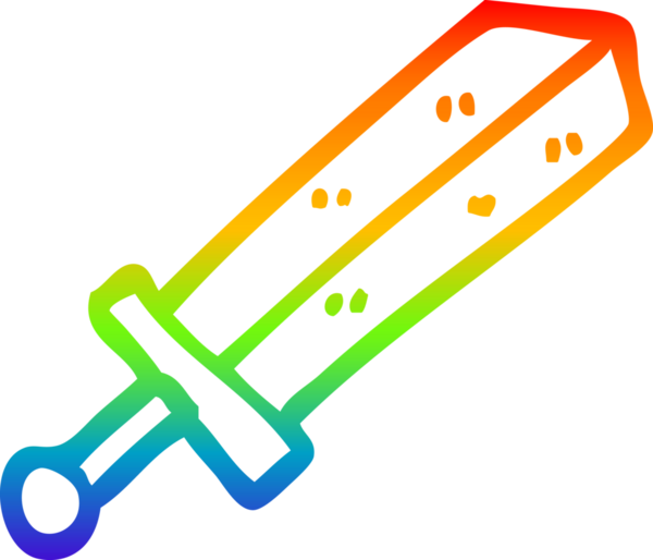 Bir insan tarafından çizilmiş karikatür kılıcının çizimi.