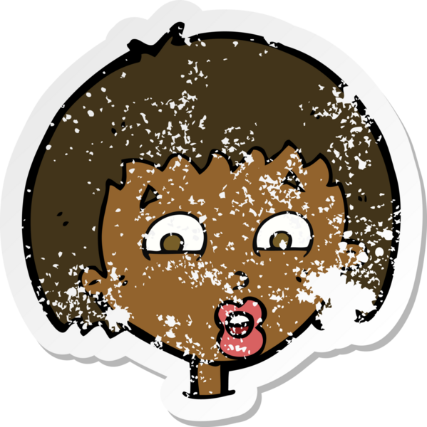 Bir insan tarafından çizilmiş şok edici bir çizgi filmin gerilimli retro yapıştırması.