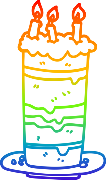 gökkuşağı gradyan çizgisi bir insan tarafından çizilmiş bir doğum günü pastası