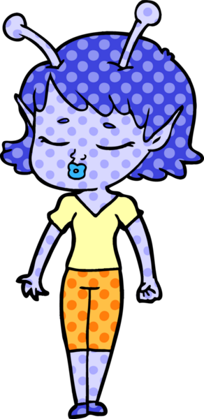 Bir insan tarafından çizilmiş sevimli uzaylı kız çizgi filmi.