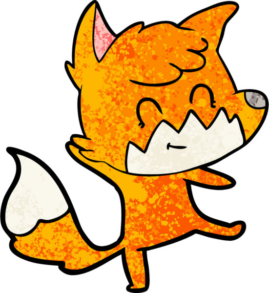 Bir insan tarafından çizilmiş çizgi film dostu tilki.