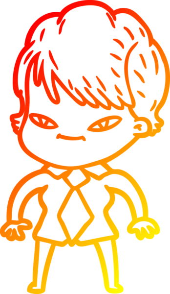 Bir insan tarafından çizilmiş mutlu bir kadının çizgi çizimi.