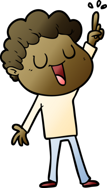 Bir insan tarafından çizilmiş harika bir fikri olan gülen karikatür adamı.