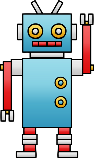 Bir insan tarafından çizilen dans eden bir robotun gölgeli çizgi filmi.