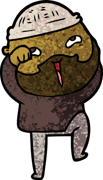 Bir insan tarafından çizilmiş mutlu sakallı bir adam.