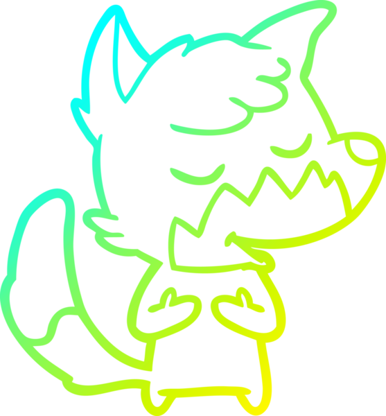 Bir insan tarafından çizilmiş dost canlısı bir tilkinin soğuk çizgi çizimi.