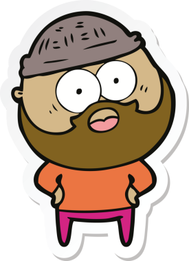 Bir insan tarafından çizilmiş sakallı bir adamın çıkartması.