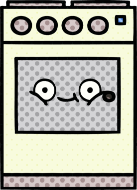 Bir insan tarafından çizilmiş mutfak fırınının çizgi romanı.