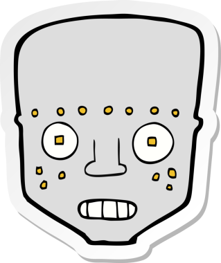 Bir insan tarafından çizilmiş robot kafanın çıkartması.