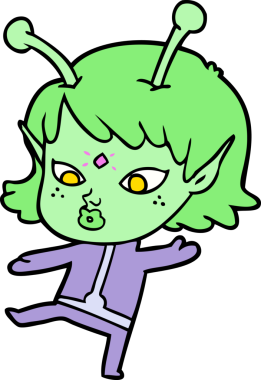 Bir insan tarafından çizilmiş güzel uzaylı kız.