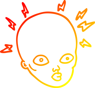 Bir insan tarafından çizilen kel kafanın sıcak çizgi çizimi