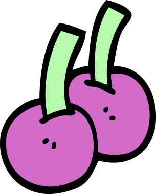 Bir insan tarafından çizilmiş karalama tarzı kirazlar.