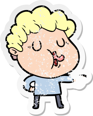 Bir insan tarafından çizilmiş karikatür adamın sıkıntılı çıkartması.