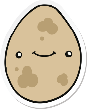 Bir insan tarafından çizilmiş karikatür yumurtasının etiketi.