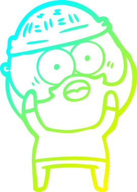 Bir insan tarafından çizilmiş sakallı bir karikatür çizimi.