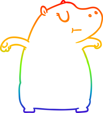 gökkuşağı gradyan çizgi çizimi bir insan tarafından çizilmiş bir hipopotam çizgi