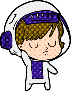 Bir insan tarafından çizilmiş astronot kadın.