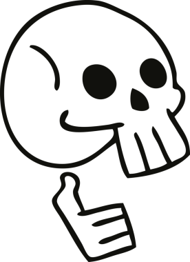 Bir insan tarafından çizilmiş tuhaf bir kafatası çizimi.