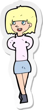 Bir insan tarafından çizilmiş mutlu bir kadının çıkartması.