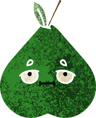 Bir insan tarafından çizilmiş bir armutun retro çizim tarzı karikatürü