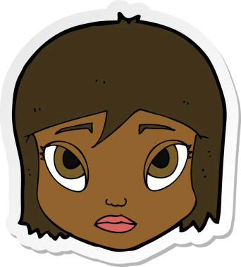 Bir insan tarafından çizilmiş karikatür kadın yüzü çıkartması.