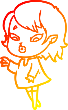 Bir insan tarafından çizilmiş sevimli bir vampir kız çizgi çizimi.