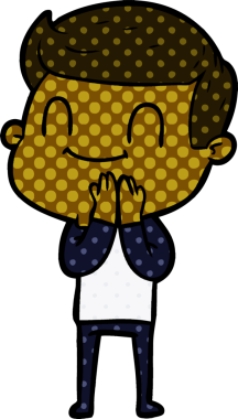 Bir insan tarafından çizilmiş çizgi film dostu bir adam.