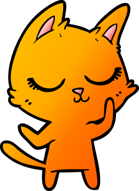 Bir insan tarafından çizilmiş sakin çizgi film kedisi.