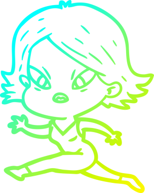 Bir insan tarafından çizilmiş soğuk gradyan çizgi çizimi stresli bir kadın