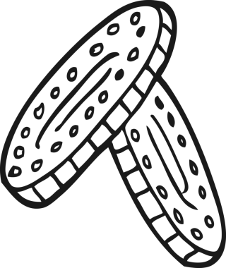 Bir insan tarafından çizilmiş siyah beyaz sikkeler.