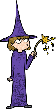 Bir insan tarafından çizilmiş çizgi film cadısı.