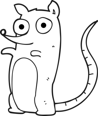 Bir insan tarafından çizilmiş siyah beyaz çizgi film faresi