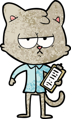 Sıkılmış çizgi film kedisi bir insan tarafından çiziliyor.