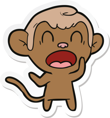 Bir insan tarafından çizilmiş bağıran çizgi film maymunu çıkartması.