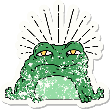 Bir insan tarafından çizilmiş eski bir dövme stili karakteri çıkartması.