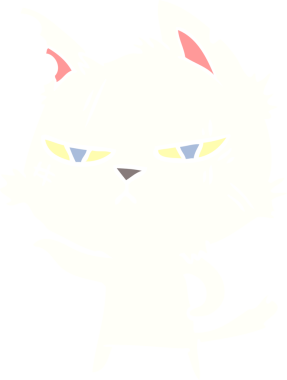 sert düz renkli çizgi film kedisi bir insan tarafından çizilmiş.