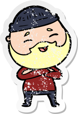 Bir insan tarafından çizilmiş mutlu sakallı bir adamın sıkıntılı çıkartması.