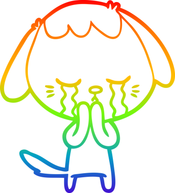 gökkuşağı gradyan çizgi çizimi bir insan tarafından çizilmiş ağlayan bir köpek