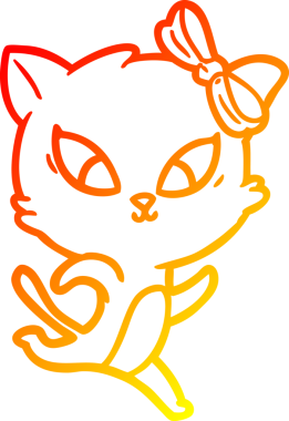 Bir insan tarafından çizilmiş çizgi film kedisinin sıcak çizgi çizimi