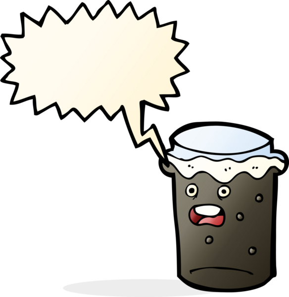 bir insan tarafından çizilmiş bir konuşma balonlu bira bardağı.