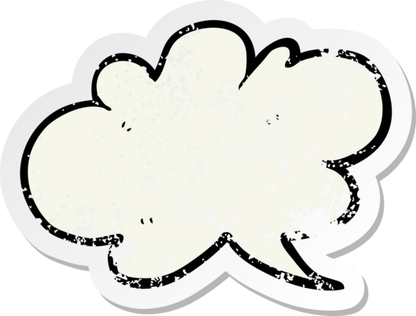 Bir insan tarafından çizilmiş bir karikatür bulutu konuşma balonunun gerilimli yapıştırması