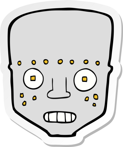 Bir insan tarafından çizilmiş robot kafanın çıkartması.