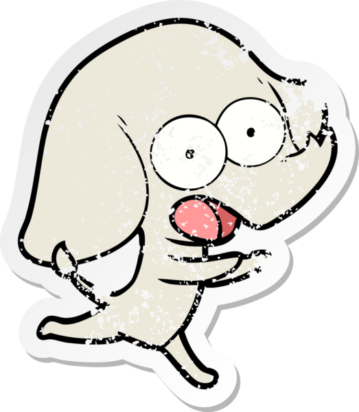 Bir insan tarafından çizilmiş şirin bir filin sıkıntılı çıkartması