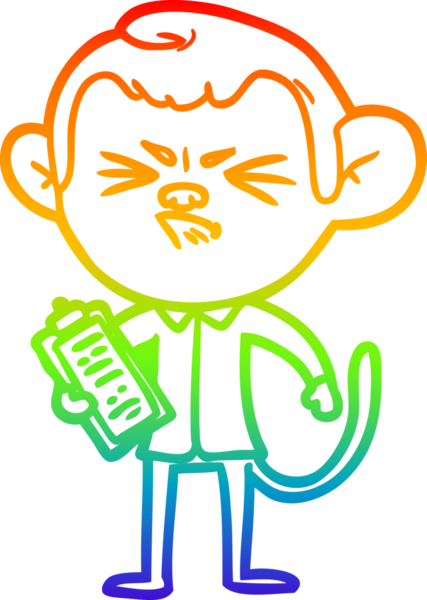 Gökkuşağı gradyan çizgi çizimi bir insan tarafından çizilmiş sinir bozucu bir maymun