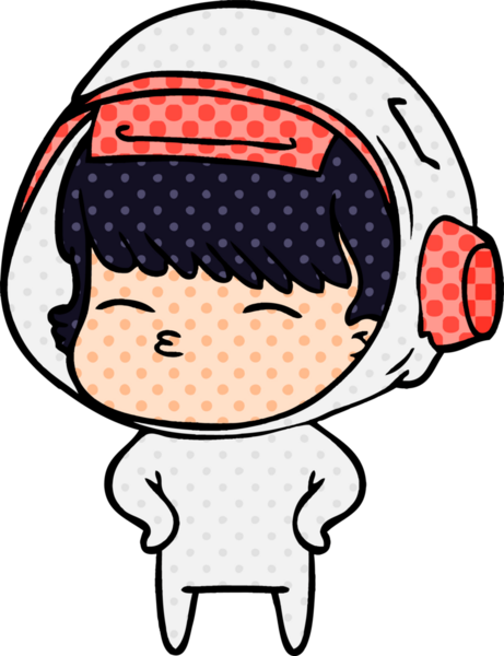 Bir insan tarafından çizilmiş meraklı astronot çizgi filmi.