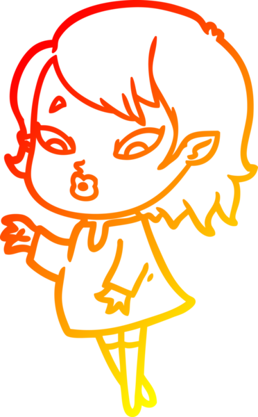 Bir insan tarafından çizilmiş sevimli bir vampir kız çizgi çizimi.