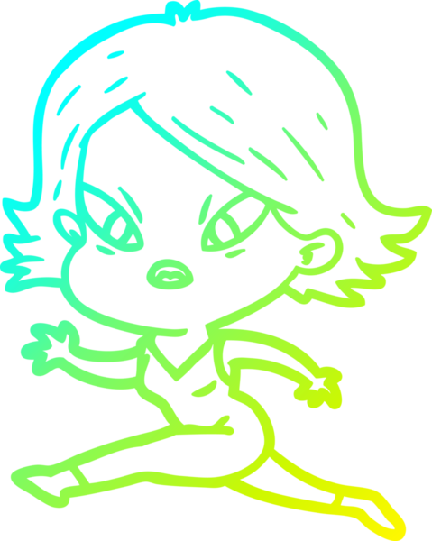 Bir insan tarafından çizilmiş soğuk gradyan çizgi çizimi stresli bir kadın