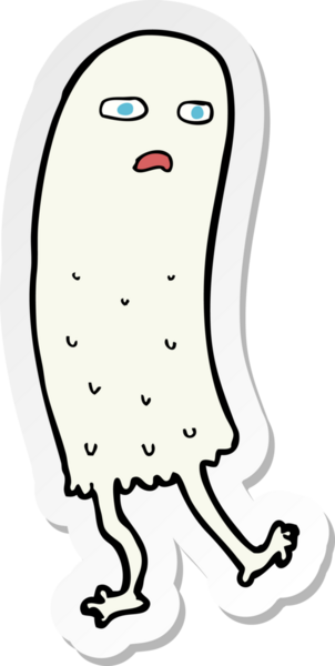 Bir insan tarafından çizilmiş komik bir hayaletin çıkartması.
