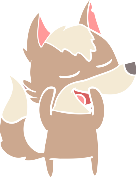 Bir insan tarafından çizilmiş düz renkli çizgi film kurt gülüşü