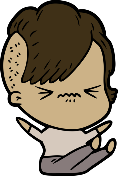 Çizgi film, bir insan tarafından çizilmiş sinirli hippi kız.